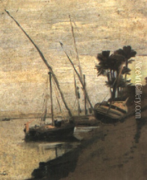 Au Bord Du Nil Oil Painting - Edouard Castres