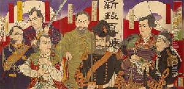 Record Of The Battle Of Kagoshima Insoshu Oil Painting - Tsukioka Kinzaburo Yoshitoshi