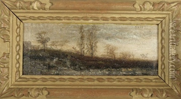 Landschapjes Met Bomen En Een Figuurtje (3 Works) Oil Painting - Frederik Jean Louis van de Kerckhove