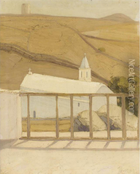 Church On Tinos Oil Painting - Pericles Lytras