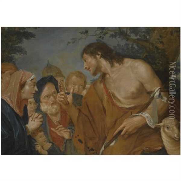 St. John The Baptist Preaching Oil Painting - Giovanni Battista Pittoni the younger
