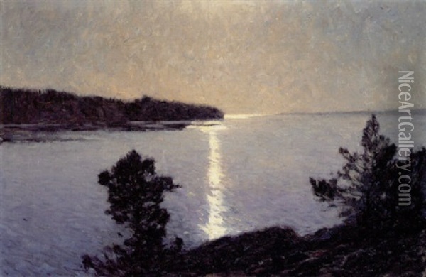 Aftenstemning Ved En Fjord Oil Painting - Gottfried Kallstenius