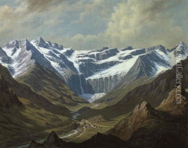Gletsherpanorama Oil Painting - Hubert Sattler