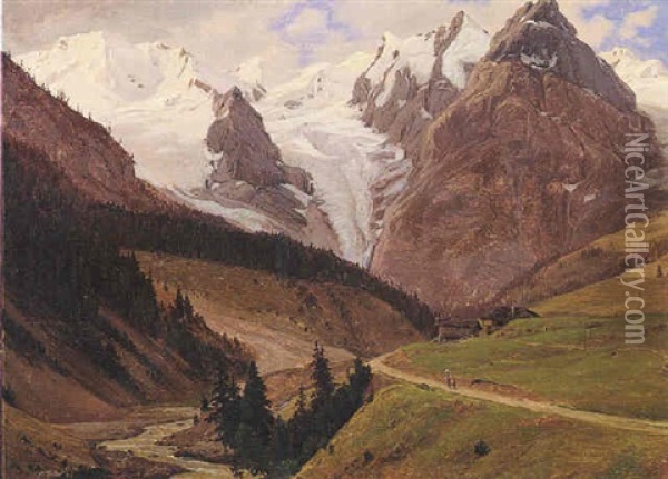 Gletscherlandschaft (trafoi) Oil Painting - Frederik Christian Jacobsen Kiaerskou