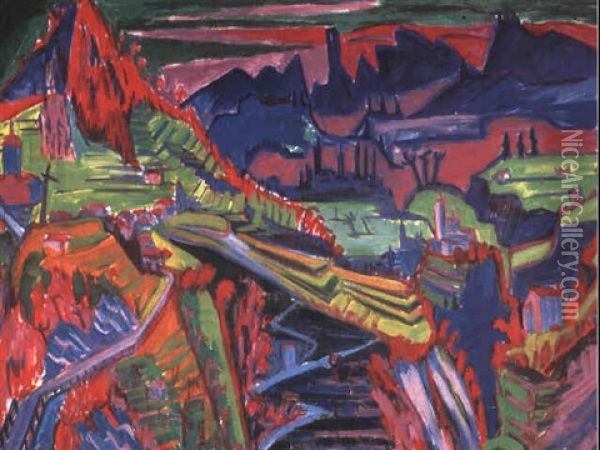 Tessiner Landschaft Mit Longobardenturm Oil Painting - Hermann Scherer