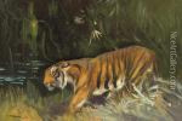 Prowling Tiger Oil Painting - Cuthbert Edmund Swan