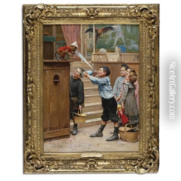 Taquinerie Oil Painting - Paul-Charles Chocarne-Moreau