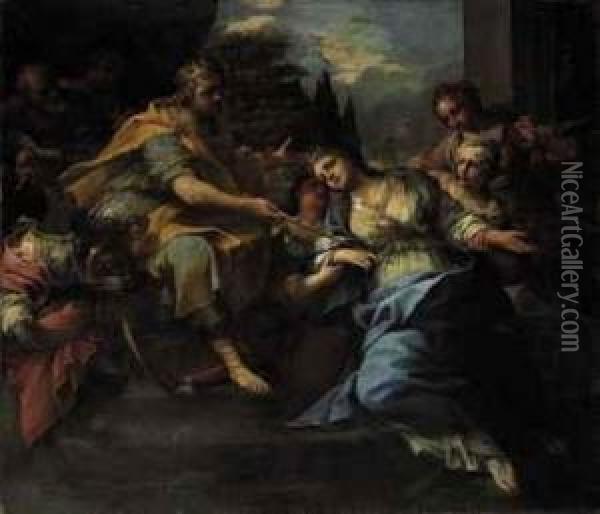 Esther Before Ahasuerus Oil Painting - Raffaello Vanni