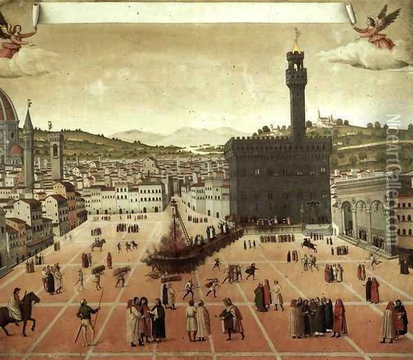 Execution of Savonarola on the Piazza della Signoria Oil Painting - Italian Unknown Master