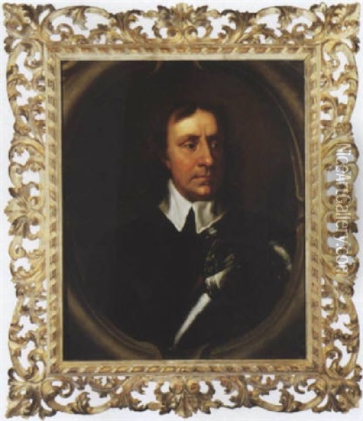 Portrait Of Oliver Cromwell In Armour Oil Painting - Samuel Cooper
