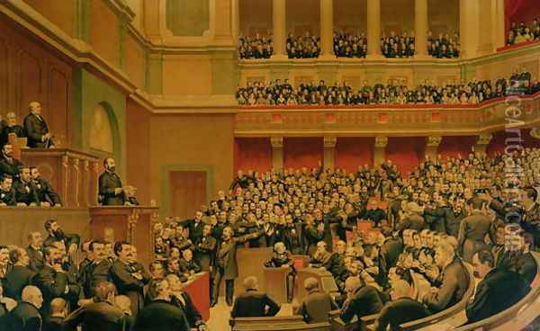 Louis Adolphe Thiers 1797-1877 Acclaimed by the National Assembly, 16th June 1877 Oil Painting - Benjamin Ulmann