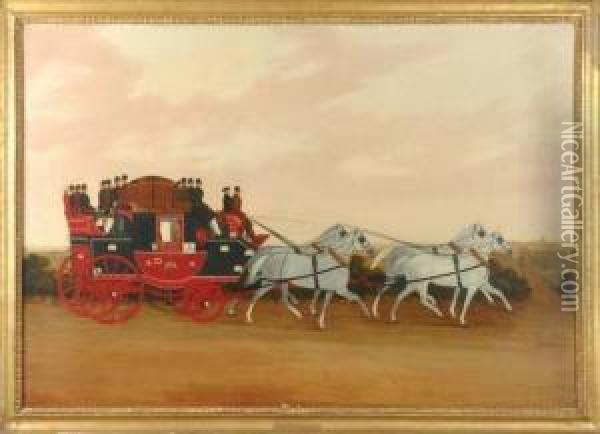 The Derby To London Mail Coach Oil Painting - John Cordrey