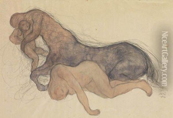 Rape By A Centaur Oil Painting - Kahlil Gibran