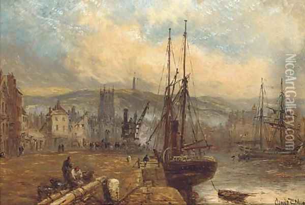 A view of Ramsay Harbour, with the Albert Tower beyond Oil Painting - Claude T. Stanfield Moore
