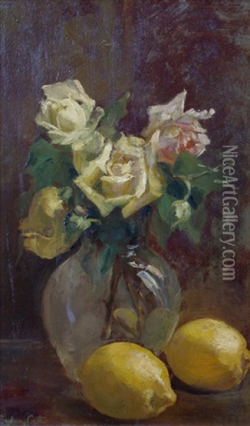 Still Life With Roses And Lemons Oil Painting - Sydney Carter
