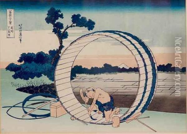 Bishu Fujimigahara Oil Painting - Katsushika Hokusai