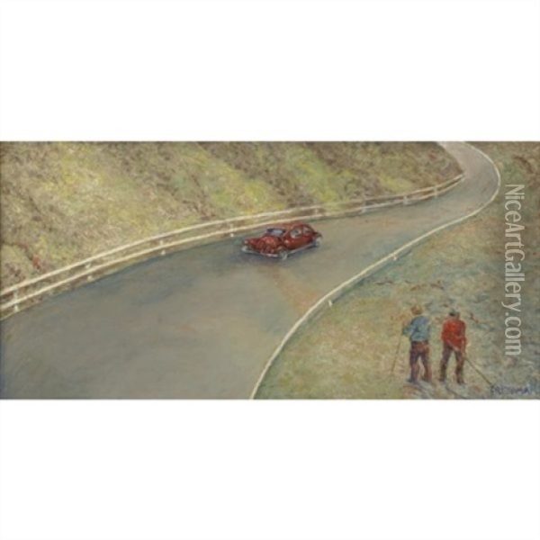 Stoughton, Massachusetts (winding Road) Oil Painting - Arnold Friedman