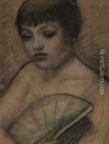 Femme A L'eventail (1914)
Crayon Gras Et Fusain Sur Carton Oil Painting - Armand Rassenfosse
