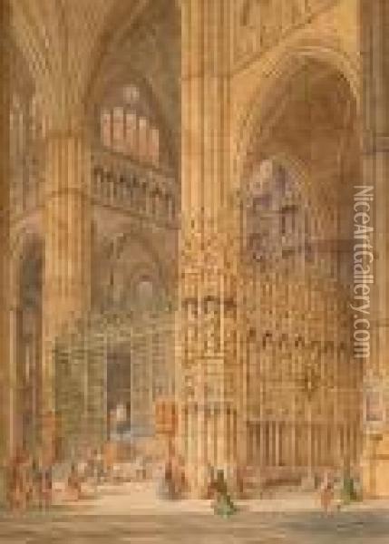 Toledo Cathedral. Oil Painting - Henry Thomas Schafer