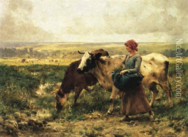 At Pasture Oil Painting - Julien Dupre