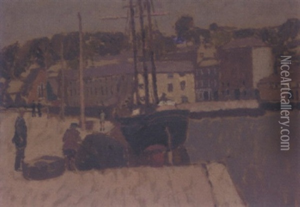 Harbour Scene Oil Painting - Morland Lewis