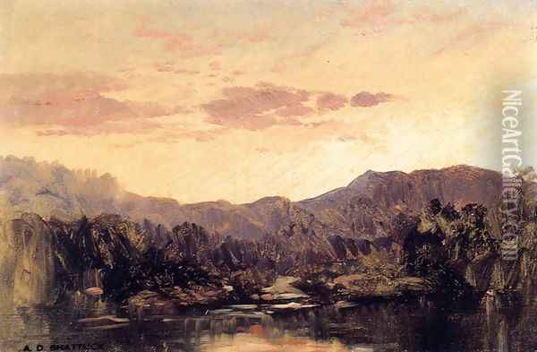 Sunset over Lake George Oil Painting - Aaron Draper Shattuck