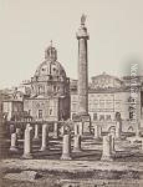 Roman Architecture And Monuments Oil Painting - Eugene Constant