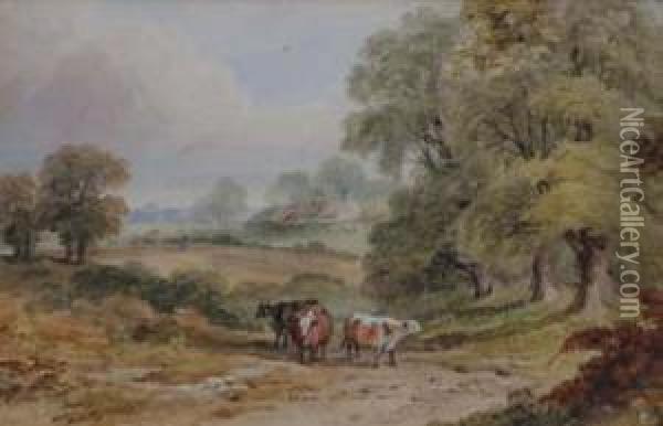 Rural Landscape With Cattle Oil Painting - Georgina M. Steeple