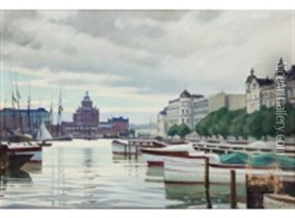 Pohjoisranta, Helsinki Oil Painting - Alarik (Ali) Munsterhjelm
