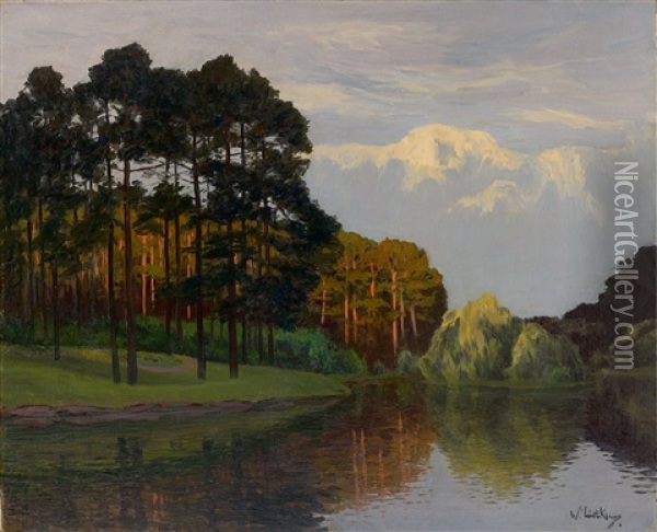 Hubertussee Im Grunewald Oil Painting - Walter Leistikow