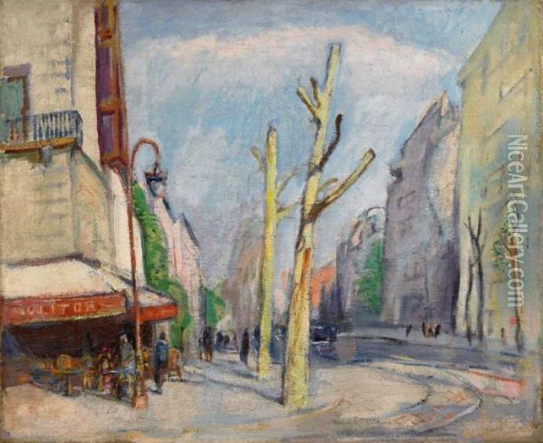 Cafe A Leon, Boulevard De La Chapelle Oil Painting - Theophile Alexandre Steinlen