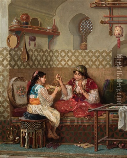 Women In The Harem Oil Painting - Jan Baptist Huysmans