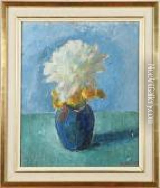 Blommor I Blagronvas Oil Painting - Dick Beer
