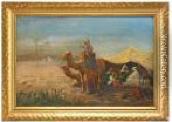 Arabs And Camels Oil Painting - Elie Anatole Pavil