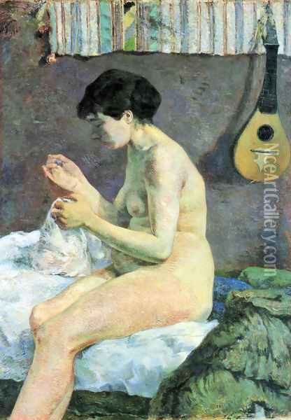 Study of a Nude. Suzanne Sewing Oil Painting - Paul Gauguin