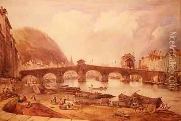 Bridge of Arches Liege Oil Painting - William Alfred Delamotte