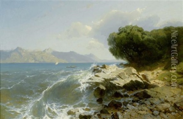 Lac Suisse. Marine Oil Painting - Alexandre Calame