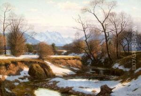 Schneeschmelze In Voralpenlandschaft Oil Painting - Fritz Muller-Landeck