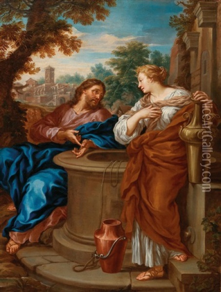 Christ And The Samaritan Woman At The Well Oil Painting - Ciro Ferri