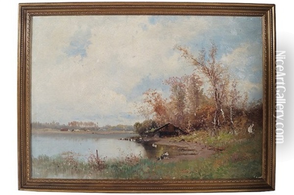 A River Retreat Oil Painting - Emile Godchaux
