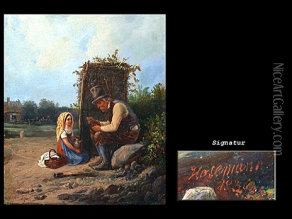 Die Brotzeit Oil Painting - Theodor (Fried. Wilhelm Heinrich Th.) Hosemann