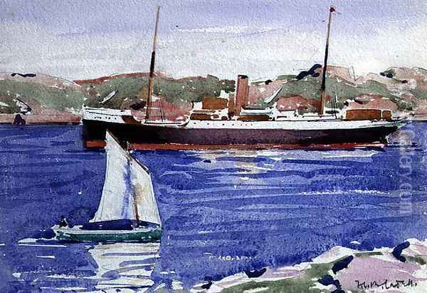 Steamer and Yacht, Iona Oil Painting - Francis Campbell Boileau Cadell
