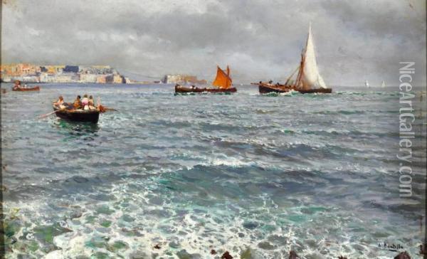 Marina Di Napoli Oil Painting - Attilio Pratella