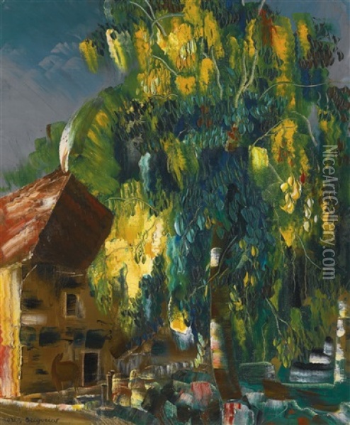 Landscape In Haute-savoie Oil Painting - Boris Dmitrievich Grigoriev