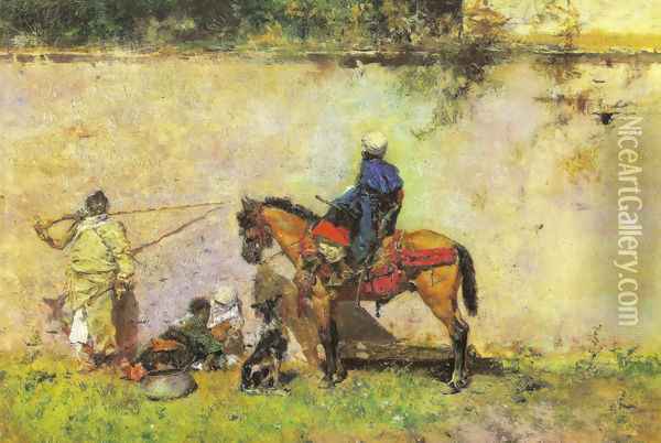 Moroccans Oil Painting - Mariano Jose Maria Bernardo Fortuny y Carbo