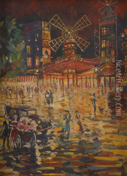 Le Moulin Rouge A Paris Oil Painting - Konstantin Alexeievitch Korovin