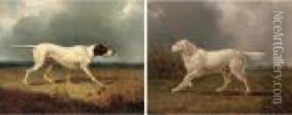 A Setter On The Scent; And On The Point Oil Painting - Colin Graeme Roe