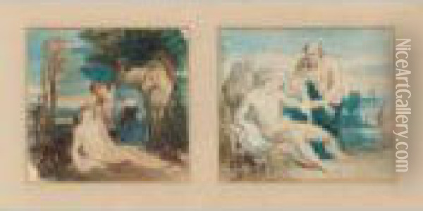 A Collection Of Early Works, 
Including: Portrait Of Admiral Lord Lyons; A Boy On Horseback (after 
Stubbs); The Death Of The Stag (verso, Study Of A Classical Hero); 
Studies Of A Greyhound; Two Variant Studies For The Good Samaritan; 
Lucretia; Appr Oil Painting - George Frederick Watts