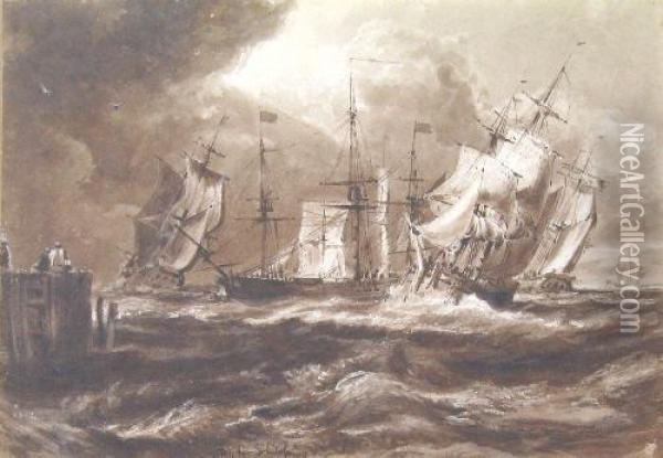 Sketch For Shipping Oil Painting - Joseph Mallord William Turner