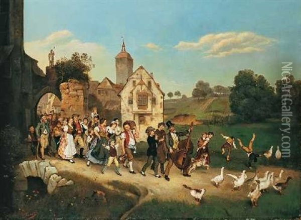 Auszug Zum Fest Oil Painting - Ludwig Knaus